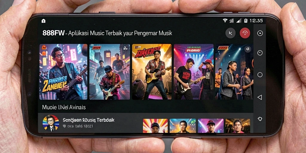 Screenshot 888FW menampilkan antarmuka aplikasi musik yang dinamis dan menarik.