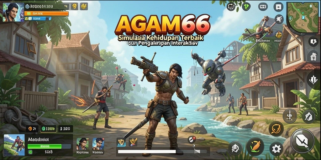 Tangkapan layar gameplay yang menunjukkan interaksi karakter di AGAM66.