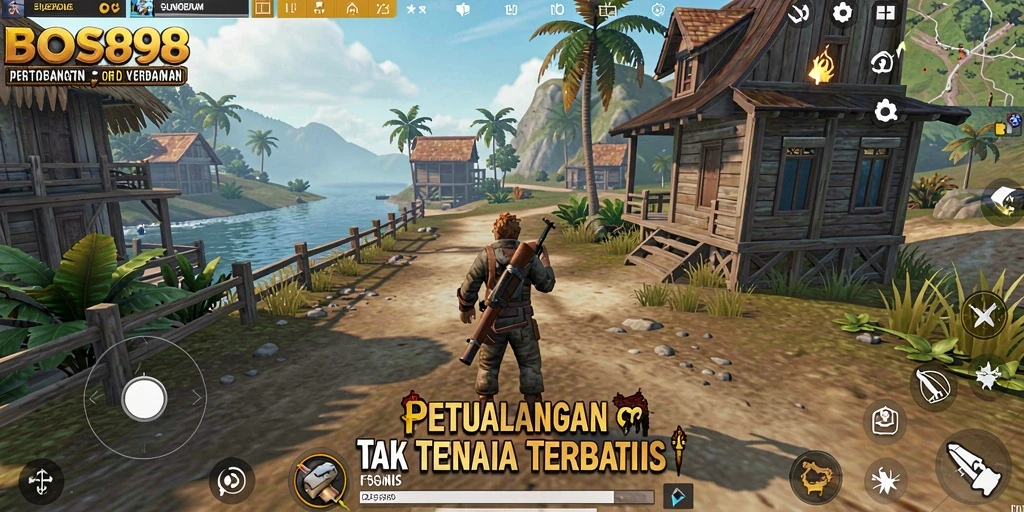 Tangkapan layar gameplay BOS898 menampilkan dunia terbuka yang indah dan penuh petualangan.