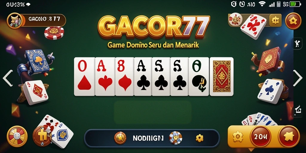 Screenshot utama GACOR77 menampilkan keseruan gameplay Domino yang menantang.