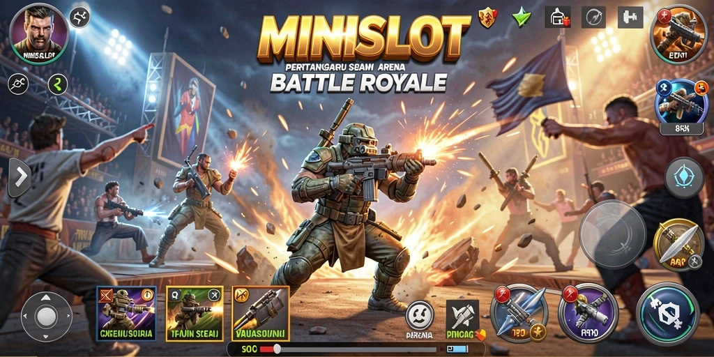 Gameplay seru MINISLOT dalam arena Battle Royale yang mendebarkan.