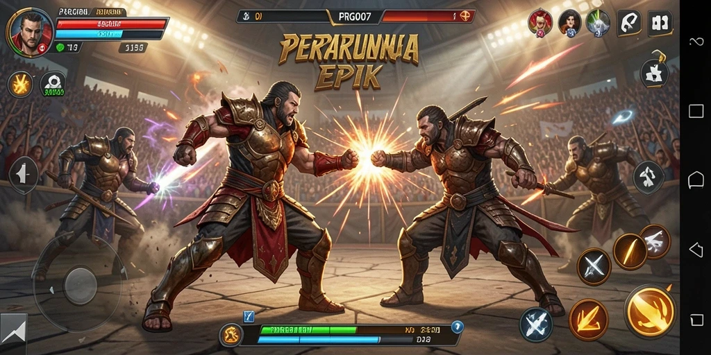 Tampilan screenshot yang menunjukkan pertarungan intens dalam PRG007.