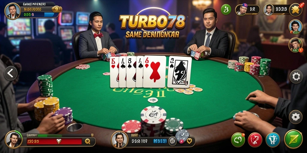 Tampilan grafis menakjubkan dari permainan Poker TURBO78.
